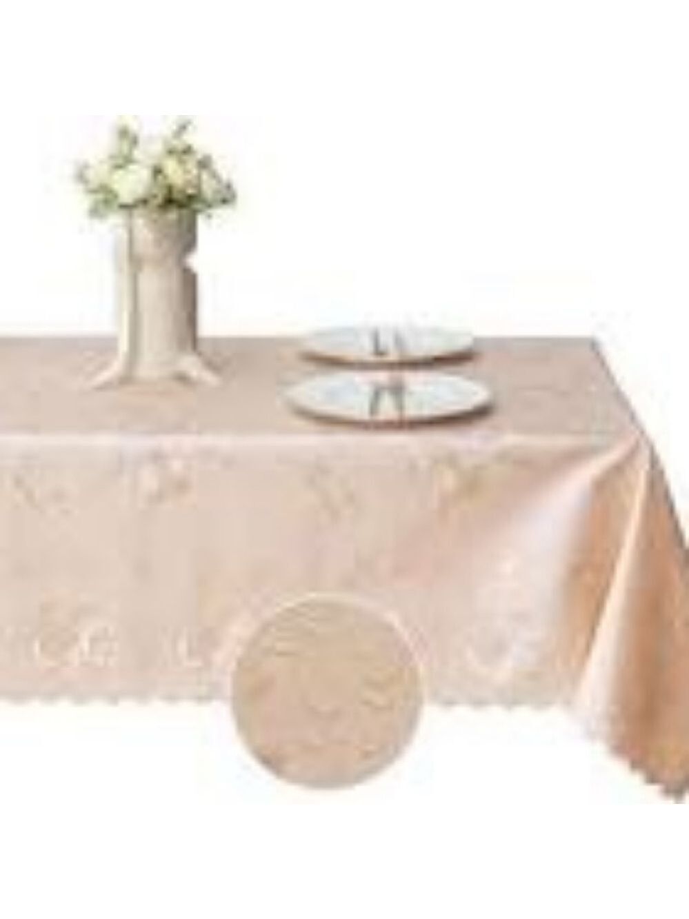 NWT Beige Walicen Tablecloth with Leaf Design, 54" × 108", Seats 6, Waterproof